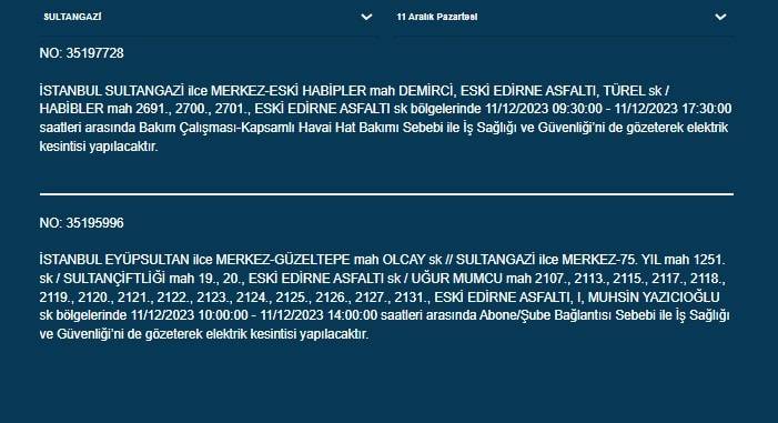 İstanbullular dikkat: Bu ilçelerde elektrik kesintisi var 3